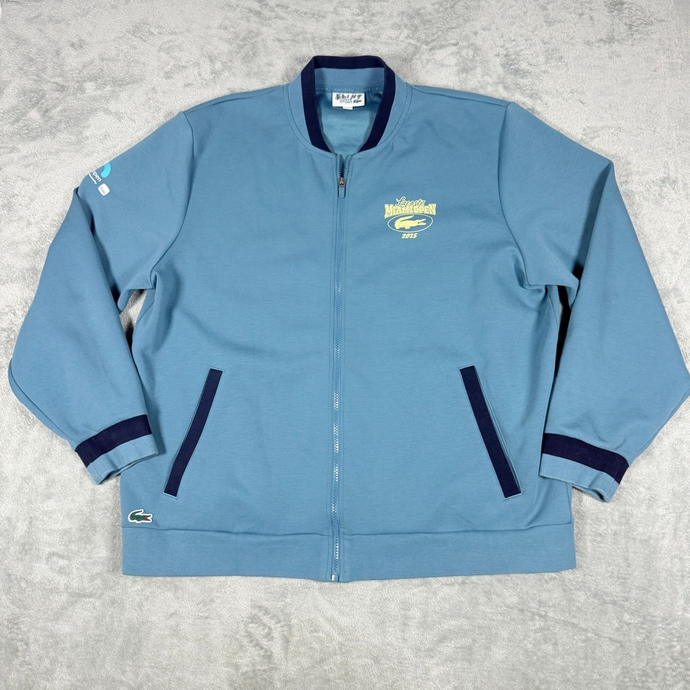 Lacoste Sport Mens XXL Miami Open 2025 Full Zip Bomber Jacket Blue